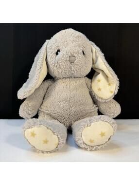 Cloud B HUGGINZ Gray BUNNY 14" Plush Stars Stitched Eyes Stuffed Animal